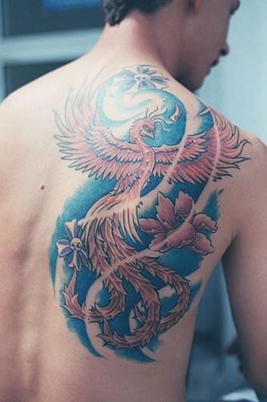 Blue Designer Phoenix Tattoo