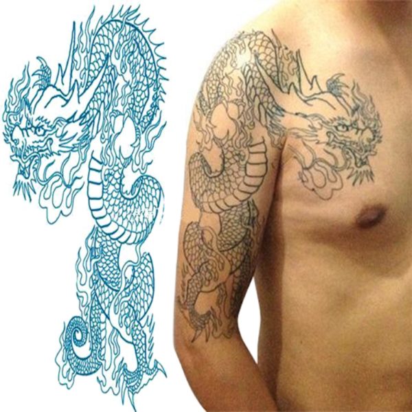 Blue Dragon Shoulder Tattoo Design