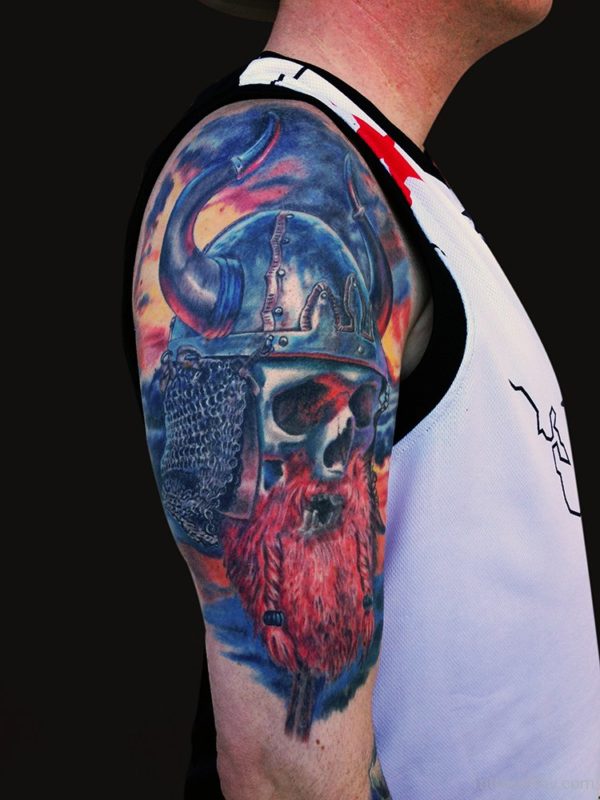 Blue Evil Viking Tattoo
