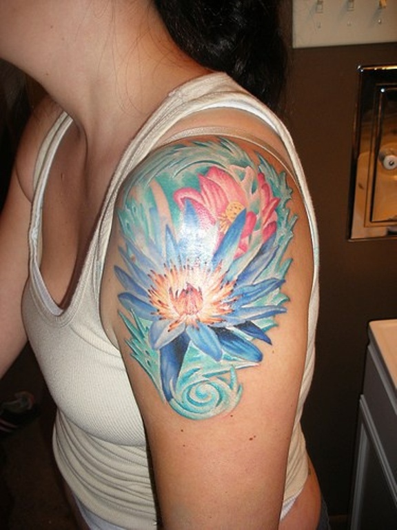 Blue Tattoo On Shoulder