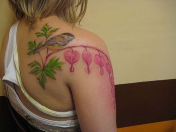 Bird On Vine Plant Tattoo