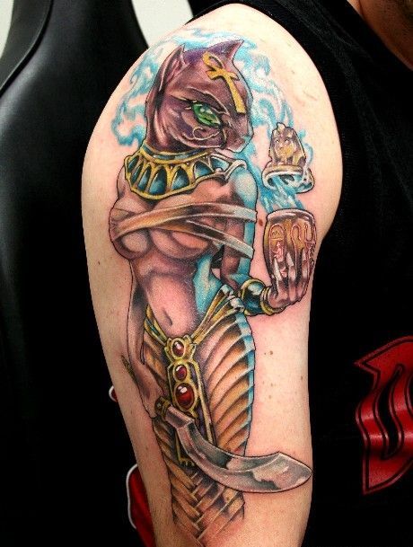 Bright Colorful Egyptian Tattoo