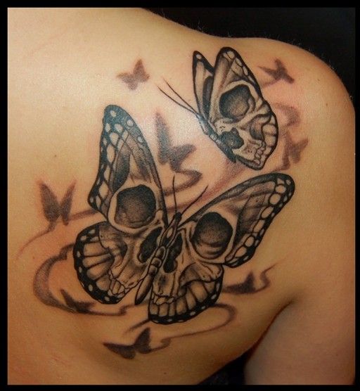 Butterfly Skull Tattoo Design