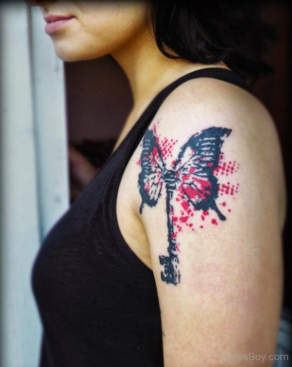 Butterfly Tattoo Design On Left Shoulder