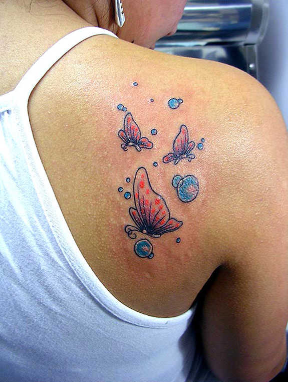 Butterfly Tattoo On Right Back Shoulder