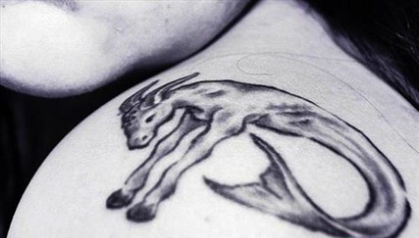 Capricorn Zodiac Shoulder Tattoo