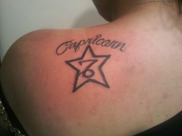 Capricorn Zodiac Tattoo On Left Shoulder