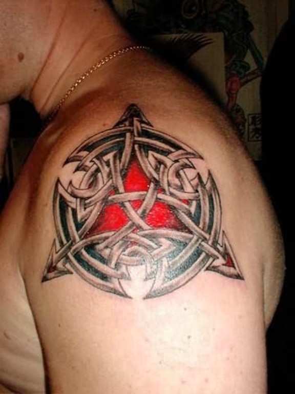 Celtic Colored Tattoo On Shoulder