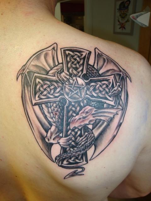 Celtic Cross Pentagram Tattoo