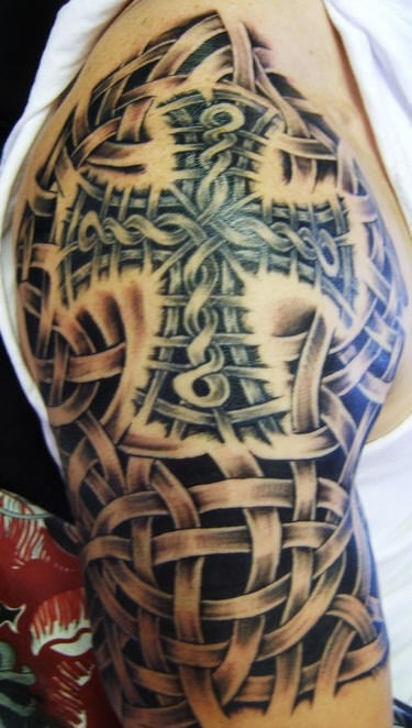 Celtic Cross Tattoo On Left Shoulder