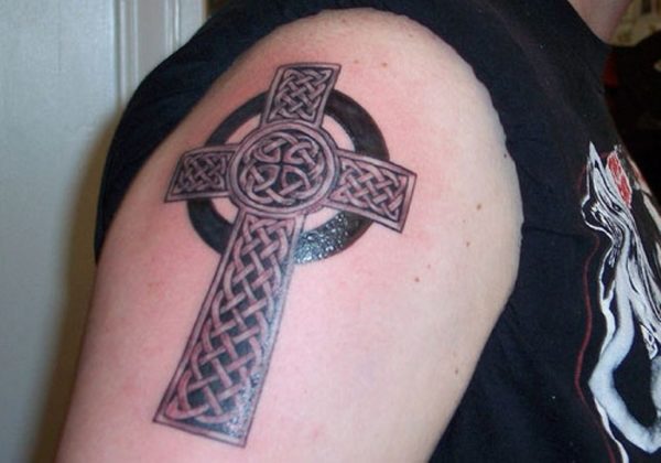 Celtic Cross Tattoo On Right Shoulder
