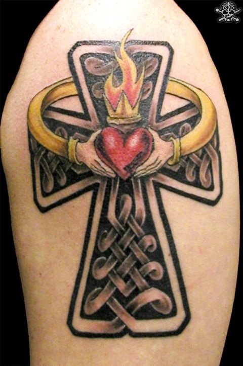 Celtic Cross Tattoo On Shoulder