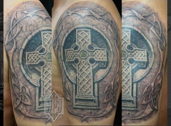 Celtic Crux Shoulder Tattoo