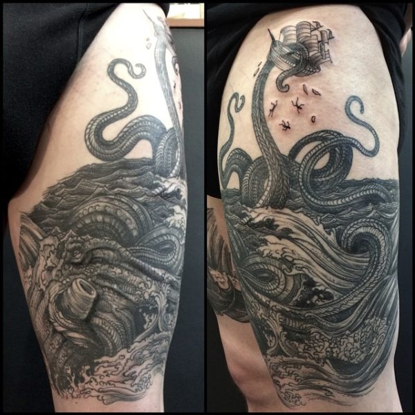 Celtic Kraken Tattooo On Left Shoulder