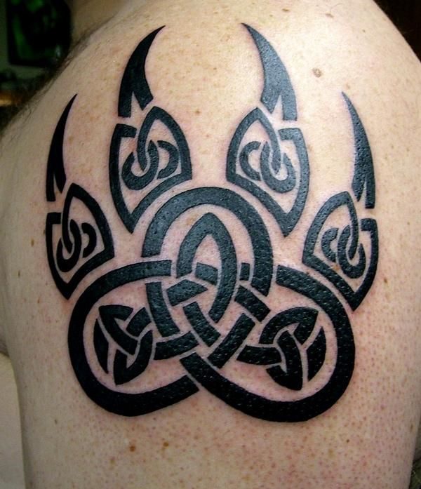 Celtic Paw Shoulder Tattoo