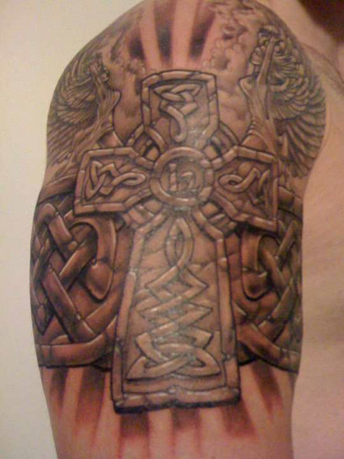 Celtic Shoulder Half Sleeves Tattoo