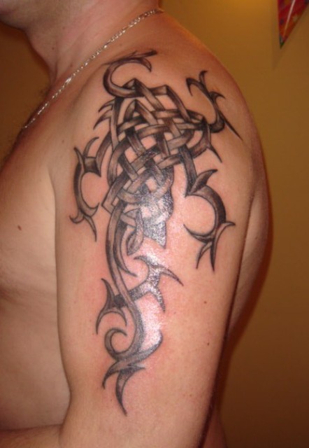 Celtic Tattoo On Left Shoulder