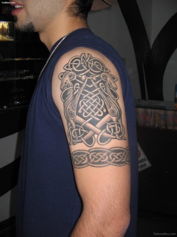 Celtic Tattoo On Left Shoulder