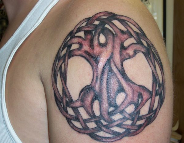 Celtic Tree Shoulder Designer Tattoo