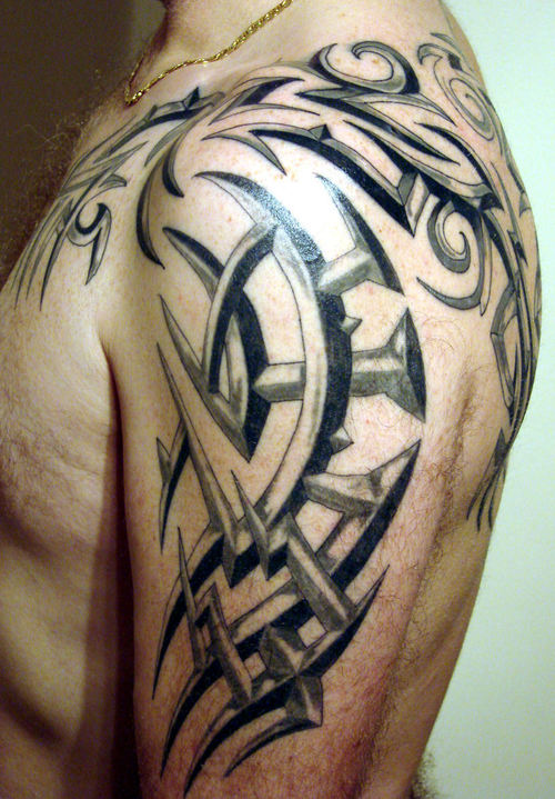 Celtic Tribal Tattoo On Left Shoulder