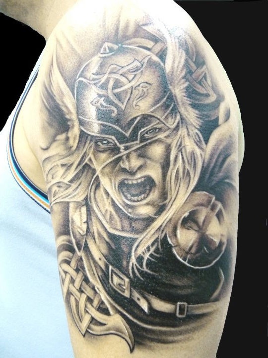 Celtic Warrior Shoulder Tattoo