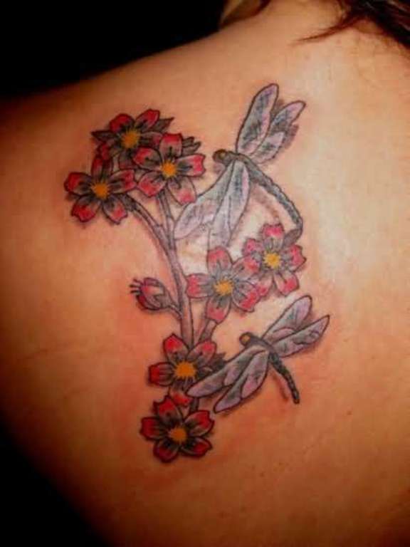Cherry Blossom Flower Tattoo On Shoulder