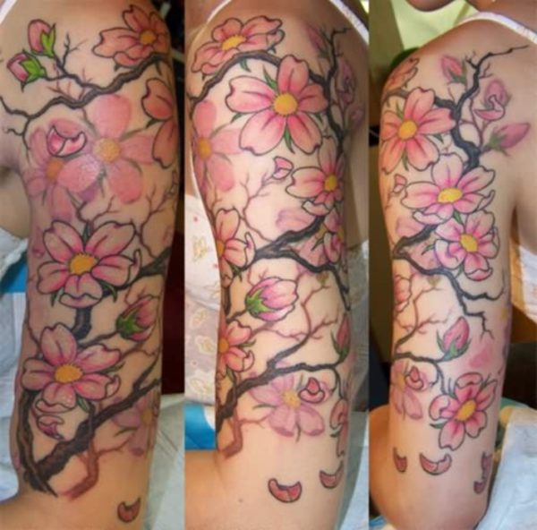 Cherry Blossom Flowers Tattoo Design