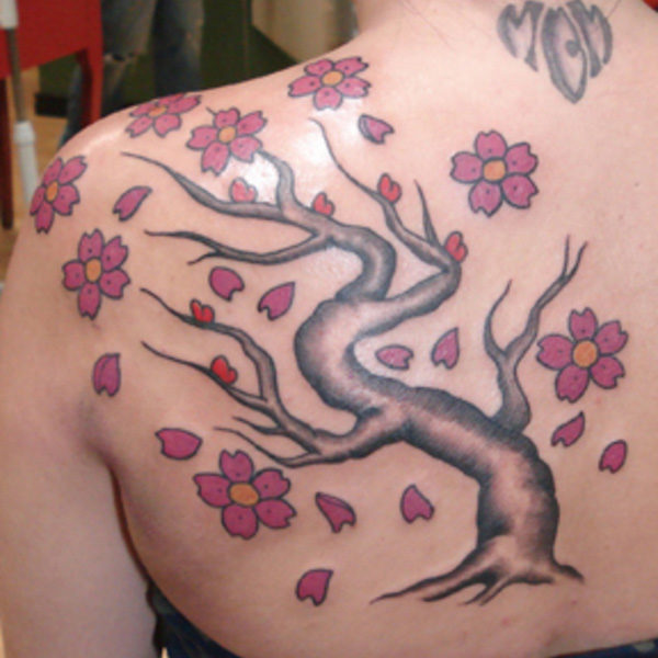 Cherry Blossom Tree On Shoulder Back