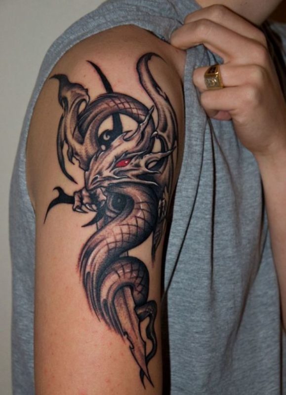 Chinese Black Dragon Tattoo