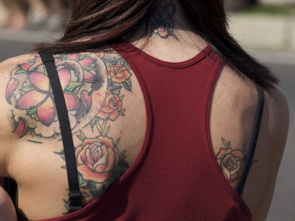 Circle Flower Tattoo On Shoulder