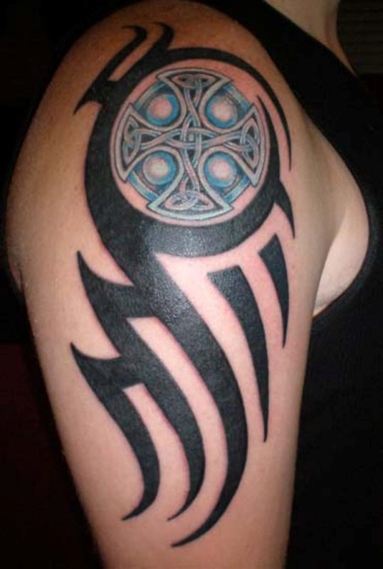  Circle Shoulder Cover Up Tattoo Design
