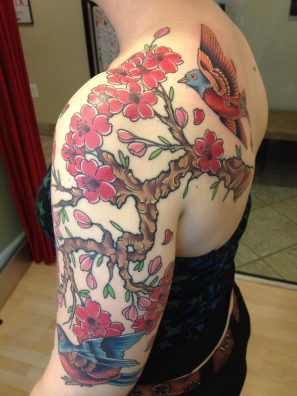 Colorful Cherry Blossom Tree On Shoulder