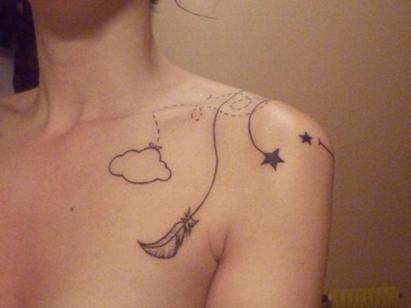Cloud And Feather Tattoo