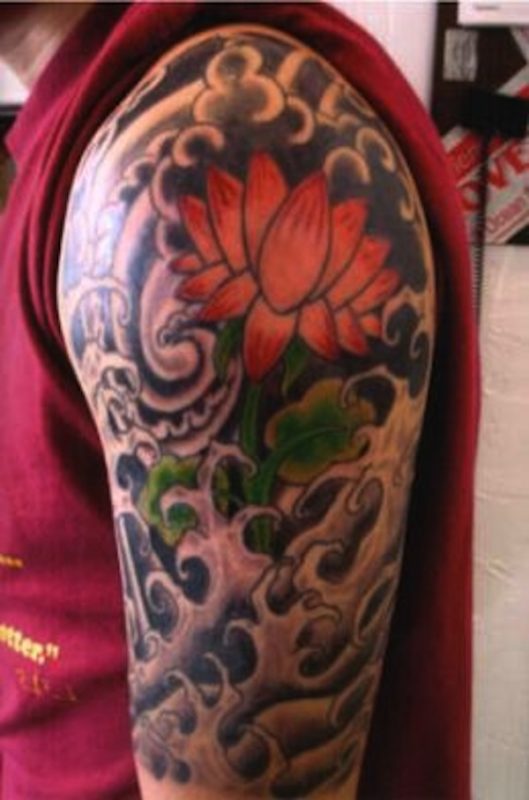 Cloud And Lotus Tattoo Design