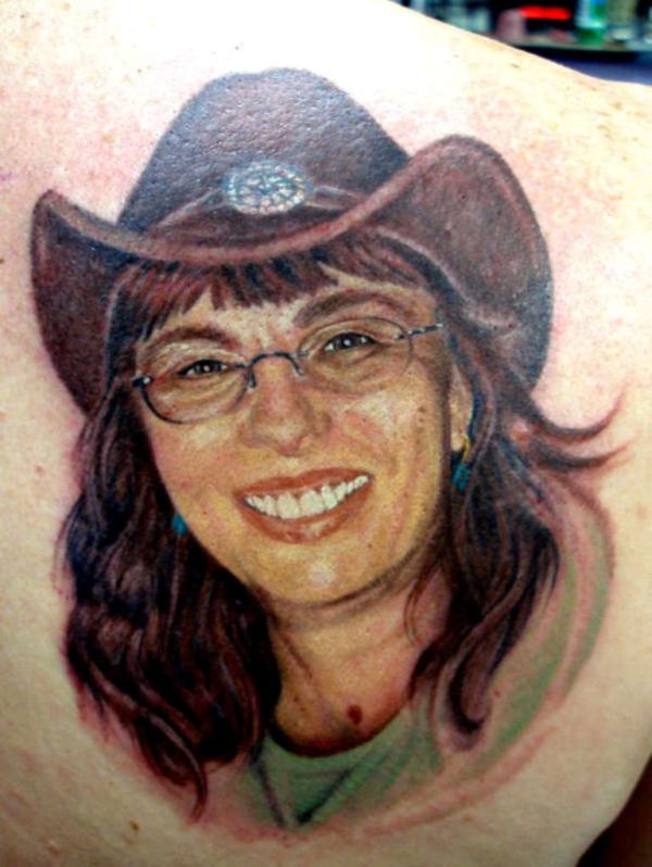 Color Smiling Girl Tattoo