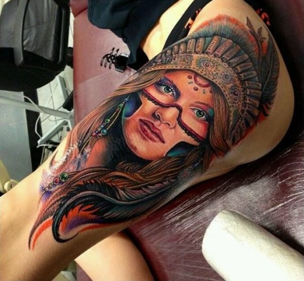 Colored American Native Tattoo