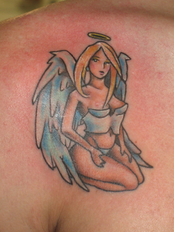 Colored Angel Tattoo Design