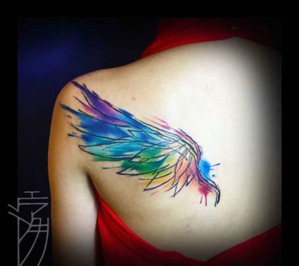 Colored Bird Wings Tattoo