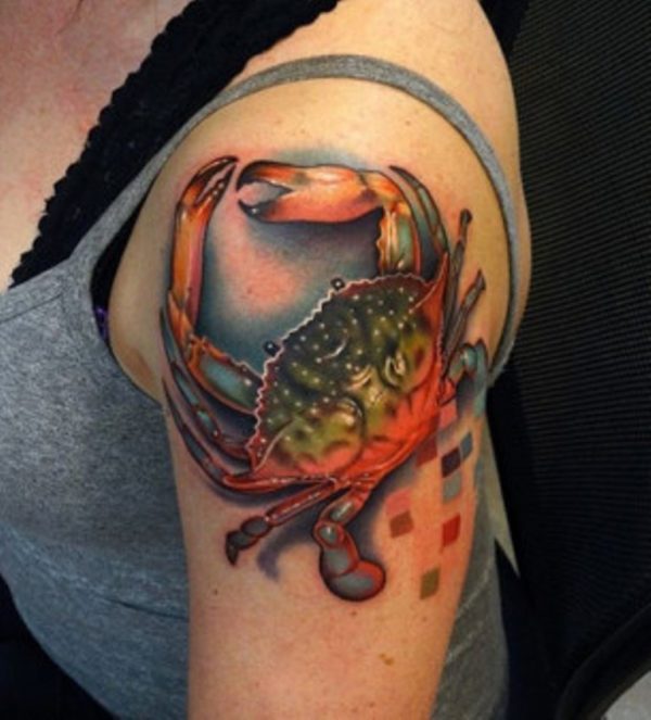 Colored Crab Nautical Tattoo