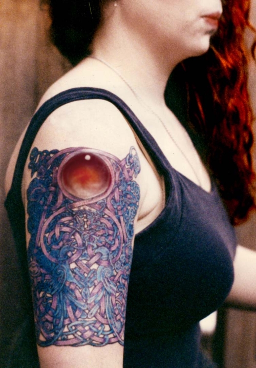 Colored Designer Celtic Shoulder Tattoo