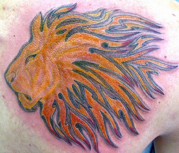 Colored Designer Lion Tattoo