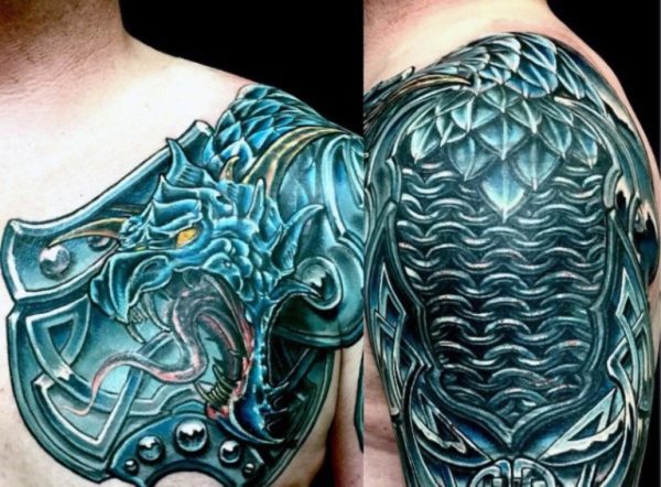 Colored Dragon Celtic Shoulder Tattoo