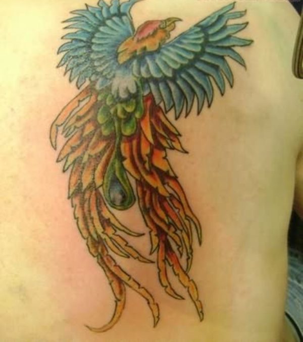 Colored Flying Phoenix Tattoo