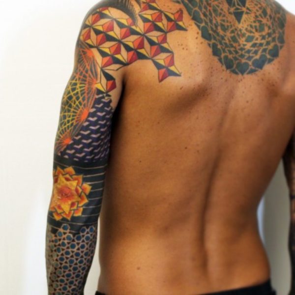 Colored Geometric Designer Tattoo