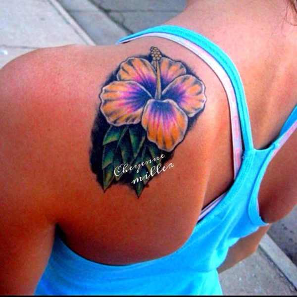 Colored Hibiscus Tattoo