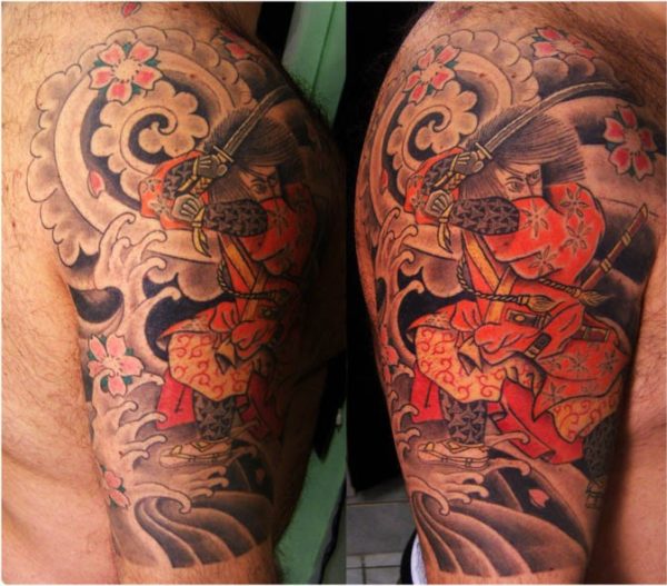 Colored Japanese Shoulder Tattoo
