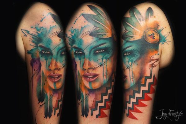 Colored Lady Tattoo