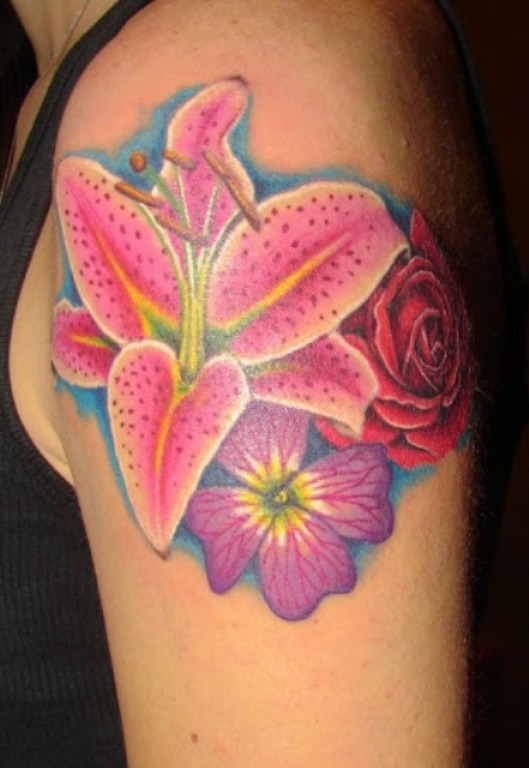 Colored Lily Tattoo 