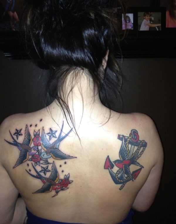 Colored Nautical Shoulder Tattoo