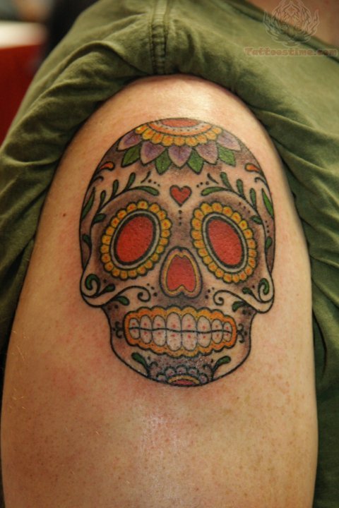 Colored Skull Tattoo Design